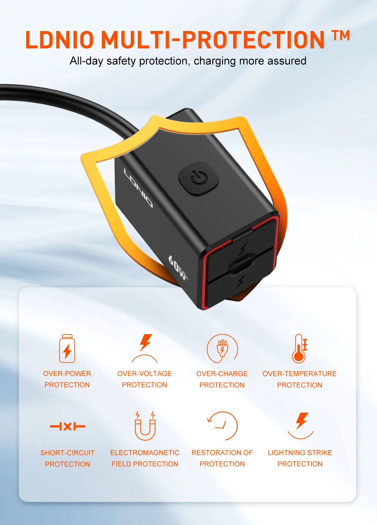 LDNIO Motorrad USB Schnellladegerät 60W Lenker Dual USB C UAB A Rückspiegel Wasserdichter Netzteiladapter mit Schalter – Detail 7