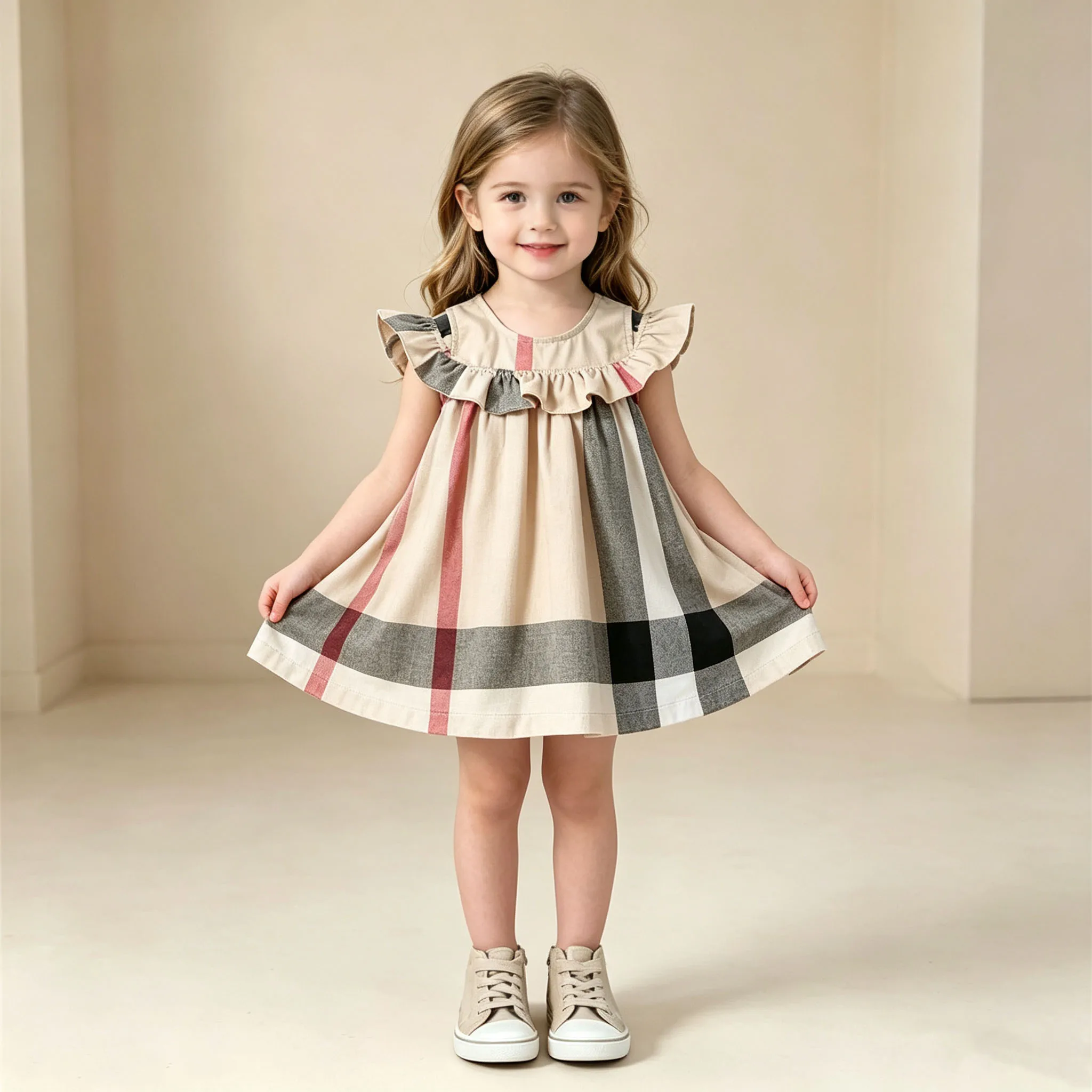 Baby Girl Princess Dress Cotton Baby Girl Dress Plaid Pattern Summer Newborn Clothes Baby Dress Party Birthday Baptism clothes
