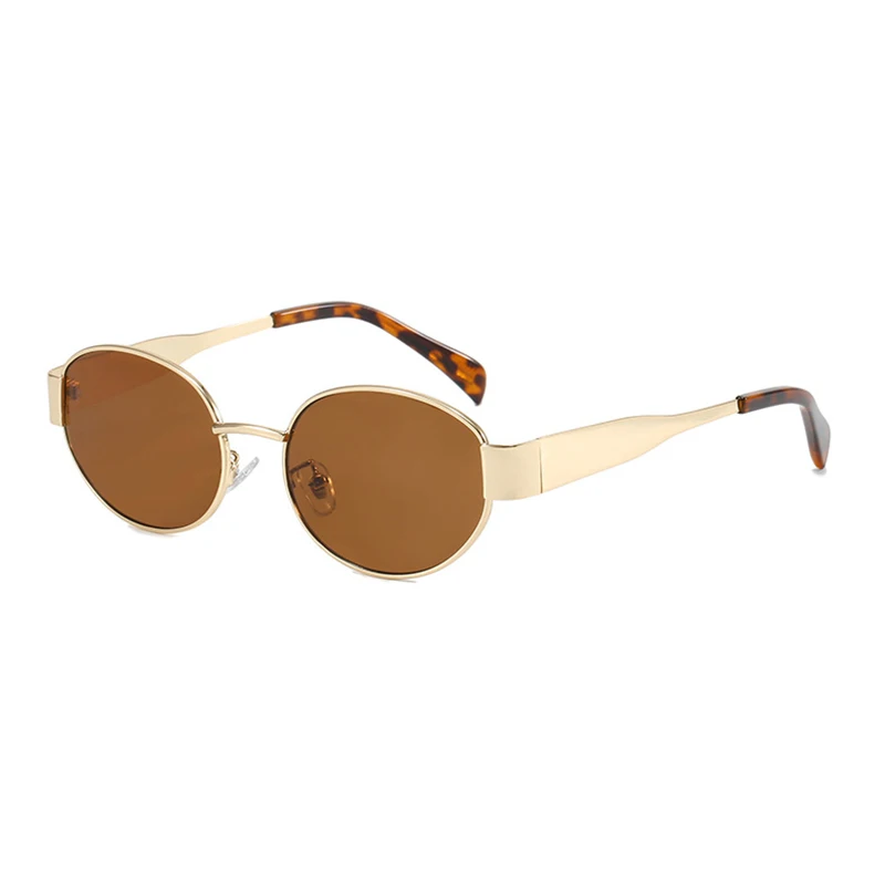 Luxury Vintage Oval Sunglasses for Women and Men, Metal Frame, Unisex Fashion by Premium Brand, UV400 Protection image 5