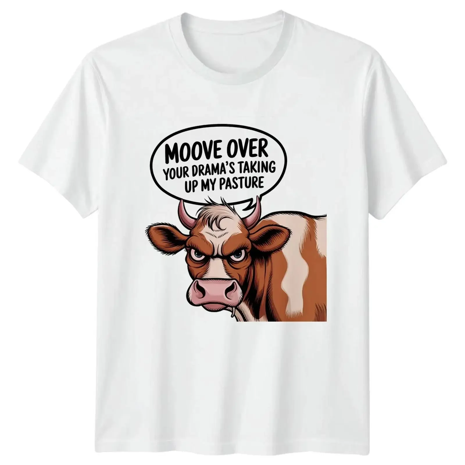Move Over Your Dramas Taking T Shirt Cow Sarcasm Agriculture for Him and Her vintage Washed Comfortable Versatile Breathable