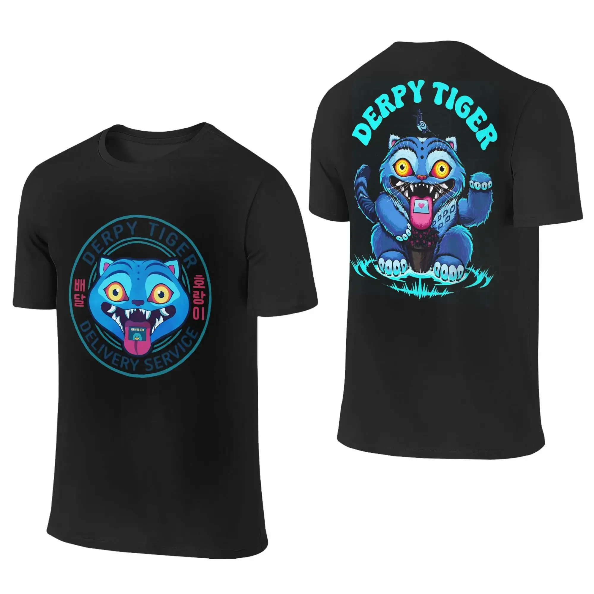 KPop شيطان الصيادين تي شيرت الكبار ديربي النمر الشارع الشهير طباعة تي شيرتات قطن الصيف س الرقبة Harajuku تيز مخصص بلوزات كبيرة الحجم #1