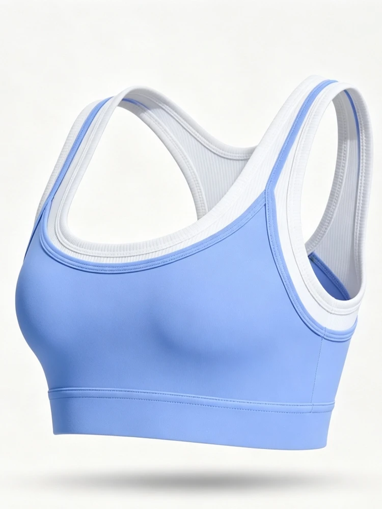 Summer U-Neck Yoga Bra Women Color Blocking Sports Underwear Gym Top Shockproof Fitness Push Up Workout Sports Bra Yoga Crop Top