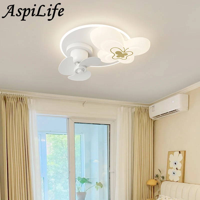 Ceiling Chandelier for Living Room Bedroom Children's Boy and Girl Room Fixture AC85-260V Indoor LED Lights Fan Butterfly Lamps