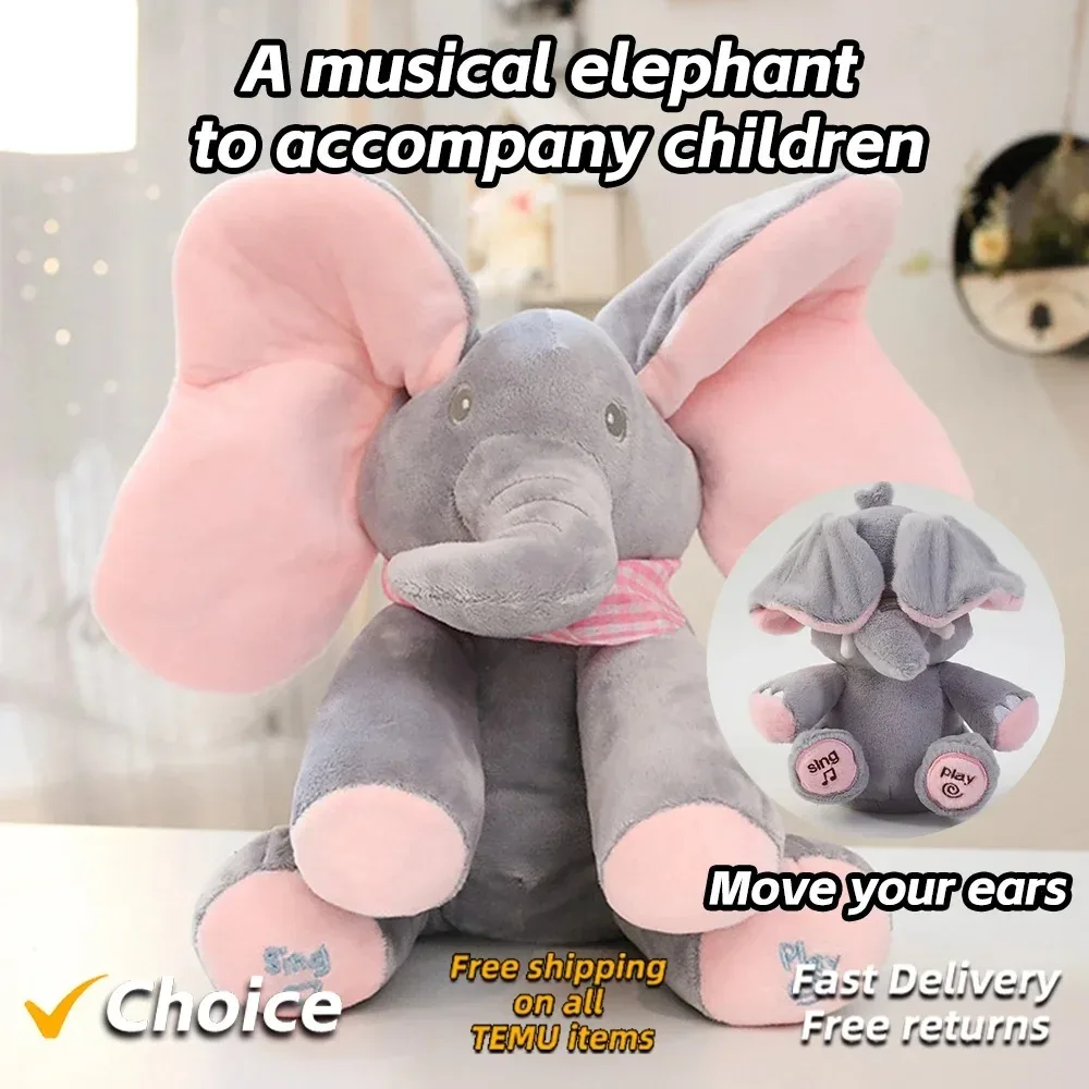 Animated Elephant Toys Plush Singing Elephant with Ears Moving Electric Plush Toy Cute Elephant Stuffed Animal Toy for Baby Gift