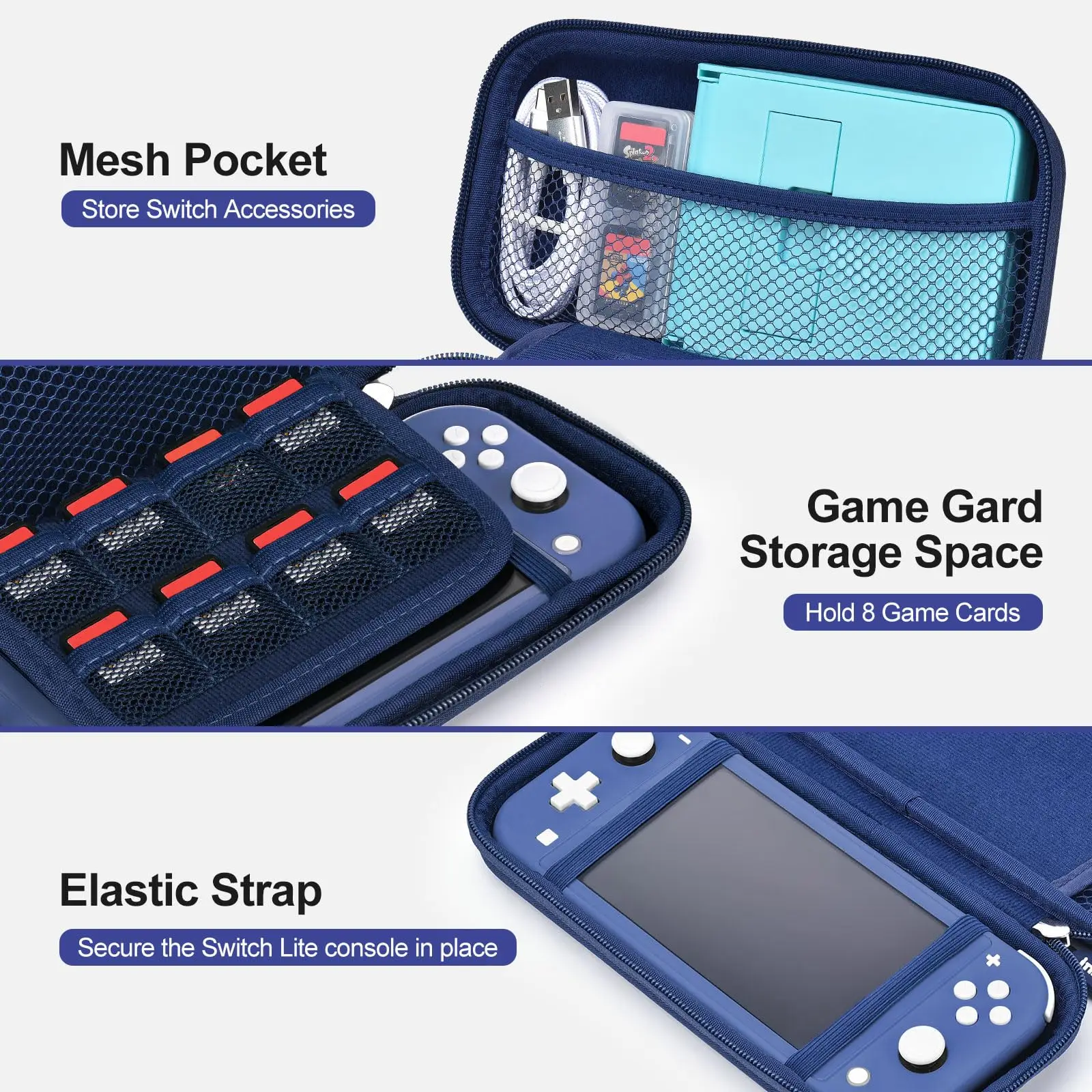 innoAura Switch Lite Accessories with Carrying Case, Switch Game Case, Screen Protector, Switch Thumb Grips Game Accessory Set