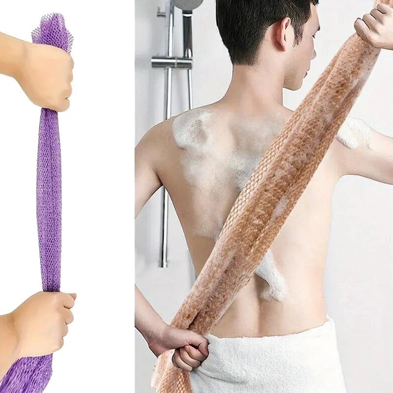 1PC Back Scrubber African Exfoliating Net Sponge Skin Smoother Long Strip African Bath Sponge Exfoliating Mesh Smooth Skin