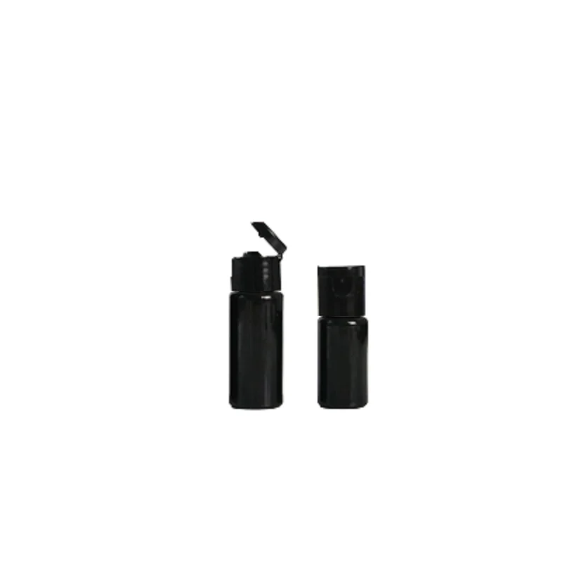 50Pcs Empty Black Plastic Bottle PET 10ML 20ML 30ML 50ML 100ML Flip Lid Portable Cosmetic Packaging Refillable Toner Bottles