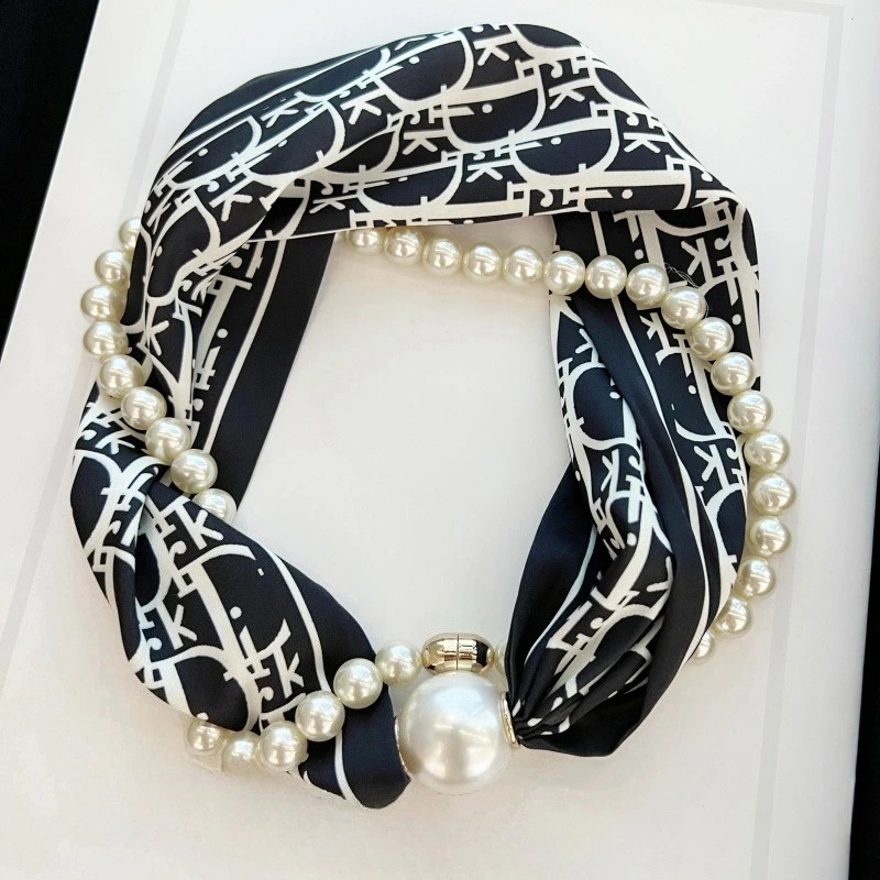 

Новинка 2025 года, жемчужный шарф с защитой шеи, женский летний длинный шарф с магнитной пряжкой, декоративный шарф с подвеской, простой универсальный шарф, шарф