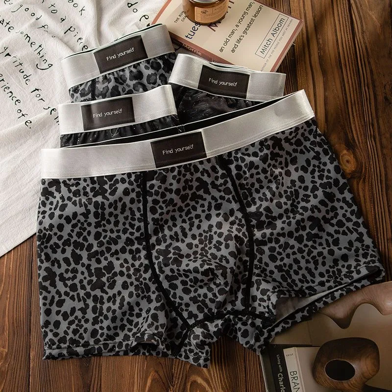 

Men's Underwear Black leopard print starry sky ice silk BoxerShorts men quick drying breathable summer antibacterial Underpants