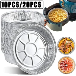 10pcs/20pcs Oil-Proof Aluminum Foil Tin Box Air Fryer Disposable Paper Non-Stick Steaming Basket Kitchen Tool BBQ Drip Pan Tray