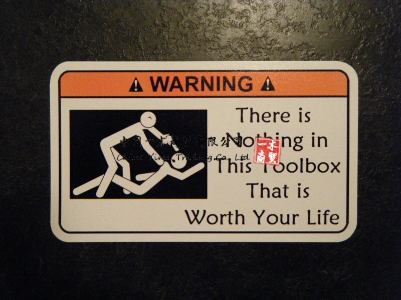 

Not Worth Your Life Tool Box Warning Sticker Gold Snap-on macs Funny