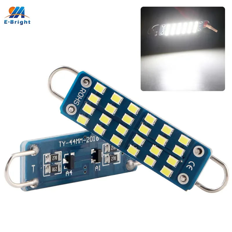 10/100pcs Bulb 44Mm Bright White Festoon Led Bulb 24 SMD Rigid Loop 2016 Chipsets 562 567 211-2 Bulb Interior Dome Map Led Light