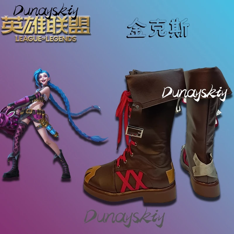 Arcane Jinx Cosplay Schoenen Spel LOL League of Legends Rollenspel Prop Schoenen voor Halloween Kerst Aangepast