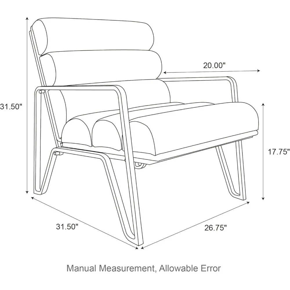 Living Room Chairs Set of 2 Mid-Century Reading Armchair for Living Room, Metal Frame with V-Leg Design & Soft Cushion