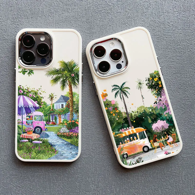 Coconut Tree Silicone Phone Case For iPhone 11 12 13 14 15 Pro Max 16 Pro Max X XR XS 7 8 15 Plus SE2 Summer Scenery Back Covers