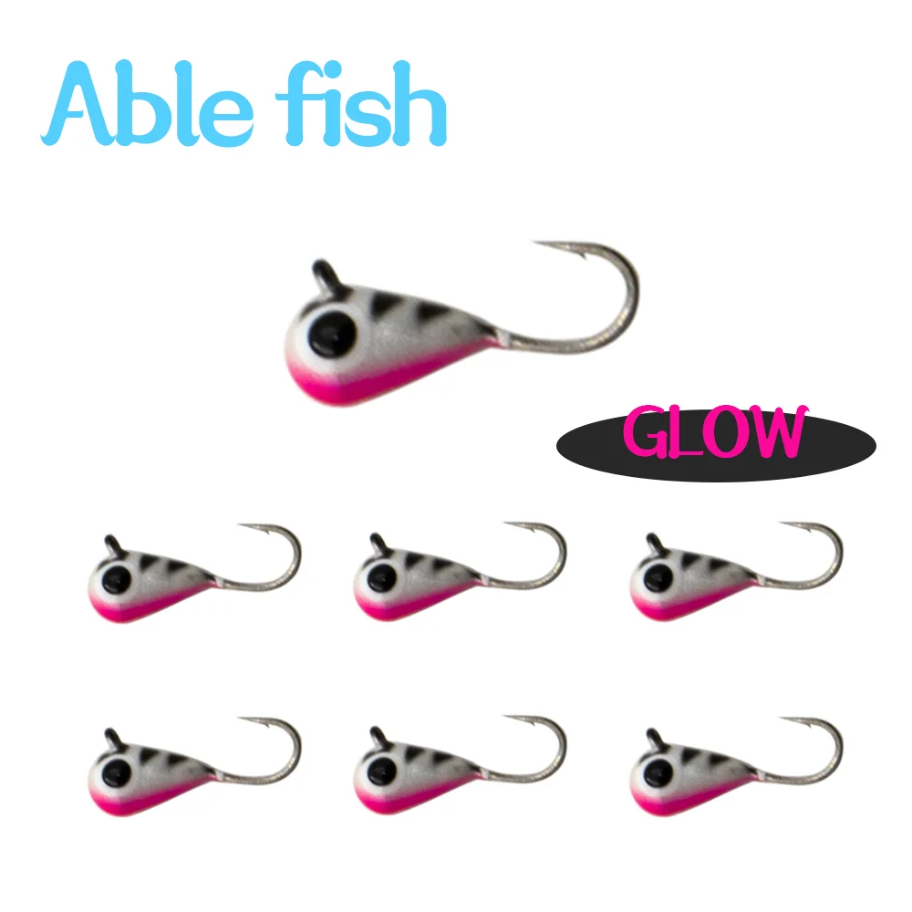 

10PCS Tungsten Ice Jigs Hayabusa Hook,2.7mm-5mm UV Glow Colorful Winter Fishing Hooks,Perch Crappie Bluegill Lure Tackel,