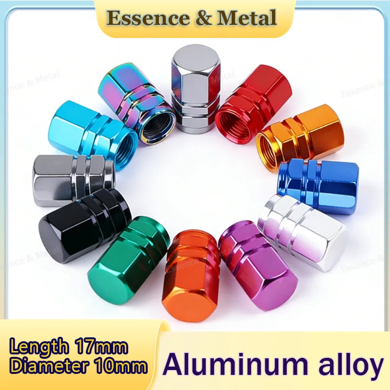 4PCS Aluminum Alloy Car Tire Valve Cover Wheel Hub Valve Cover Waterproof and Dustproof Universal for Cars/Motorcycles/Bicycles