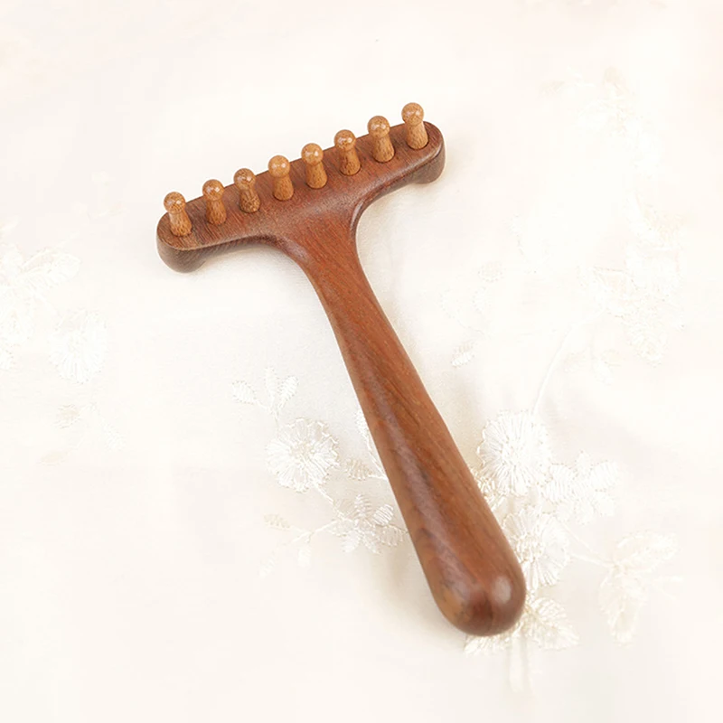 Portable Sandalwood Gua Sha Massage Brush Head Neck Abdominal Leg Body Meridian Massager Wooden Therapy Massage Tools