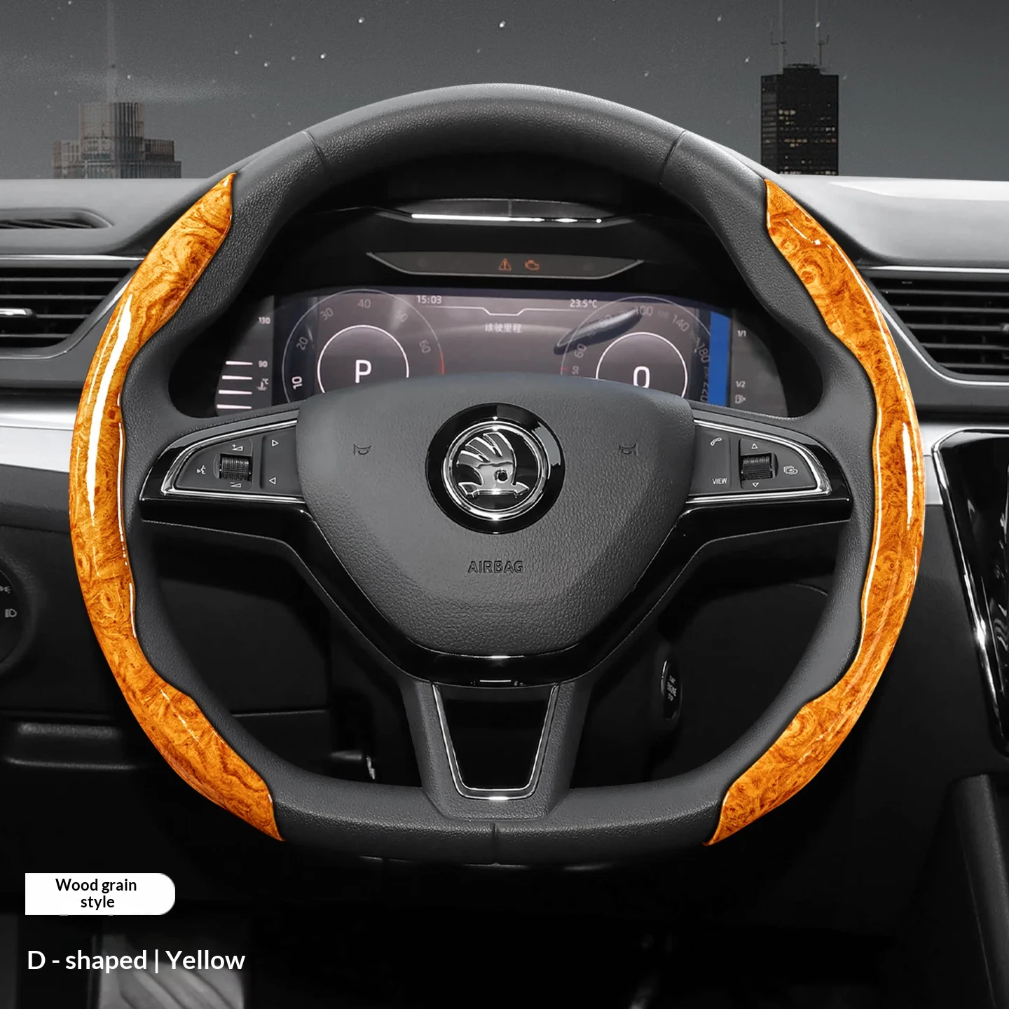 Imitation peach wood texture steering wheel cover segmented imitation wood grain steering wheel cover for safe driving of cars