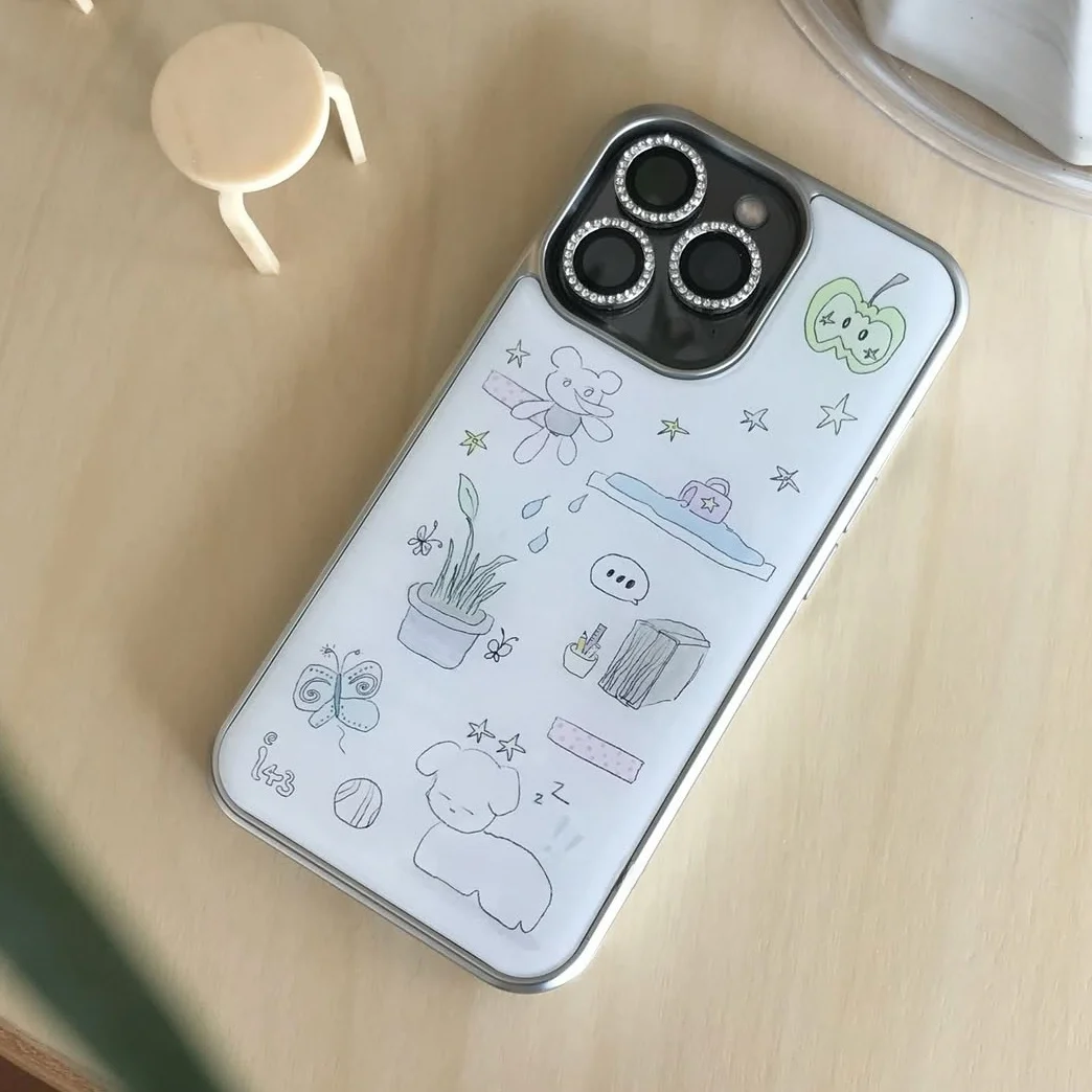 

Doodle Dog fiti Note Гальванический серебряный чехол для телефона Полное покрытие 7/5Promax/3/2/6Promax 4Pro Protectiv...