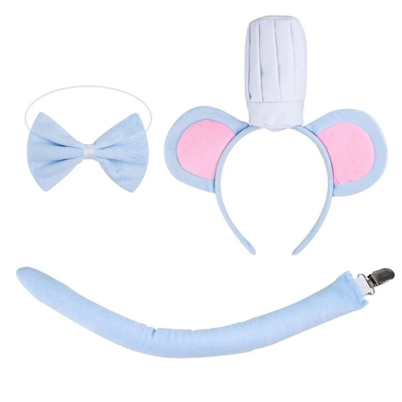 E56A Plush Mouse Ears Headbands Chefs Hat Decoration Headpiece Universals Headpiece