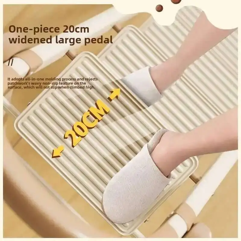 

Ladder Household Folding Herringbone Ladder Telescopic Thickened Cream White Four or Five Steps Multifunctional Stairs Interior