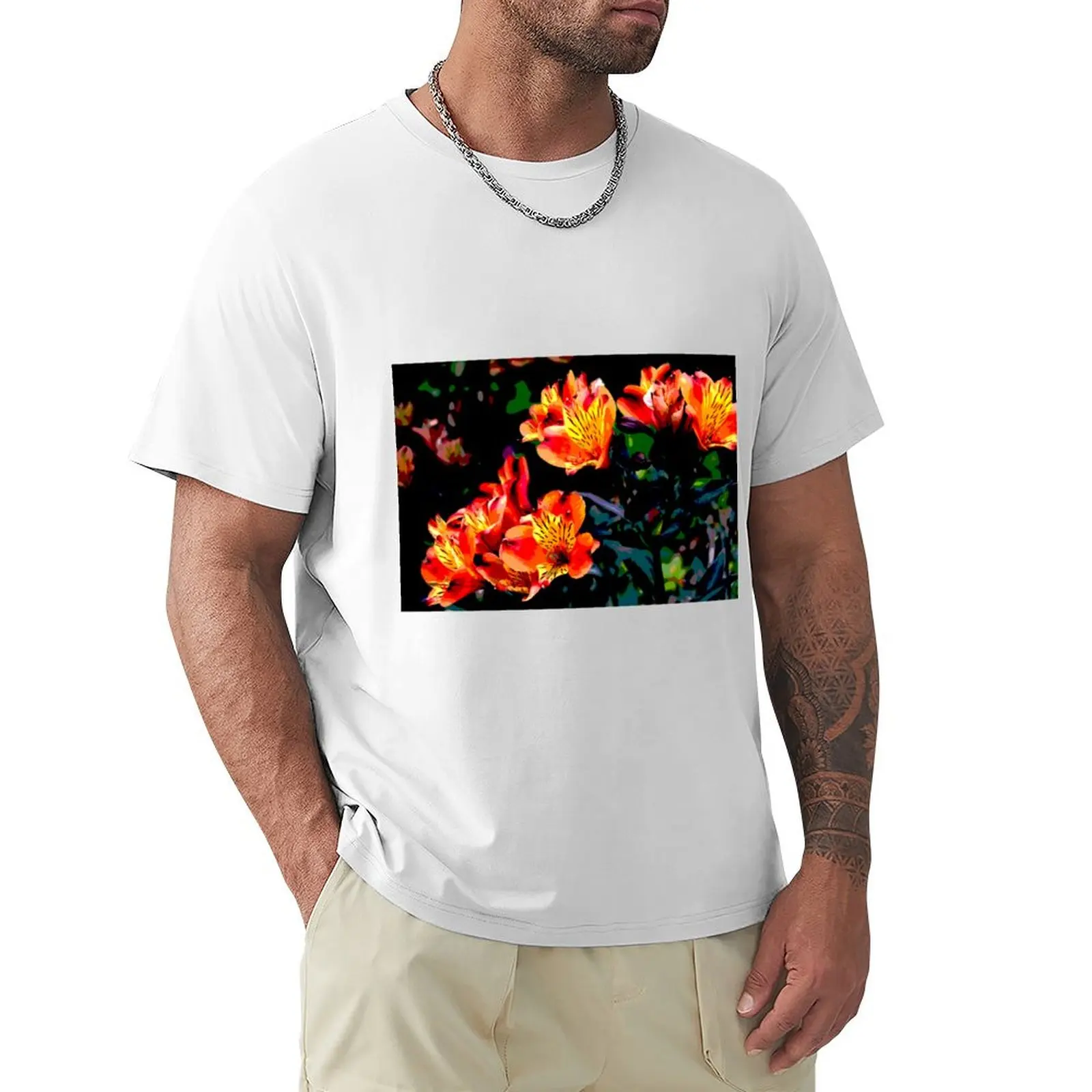 Vibrant Lillies T-Shirt heavyweights Blouse summer top plain white t shirts men