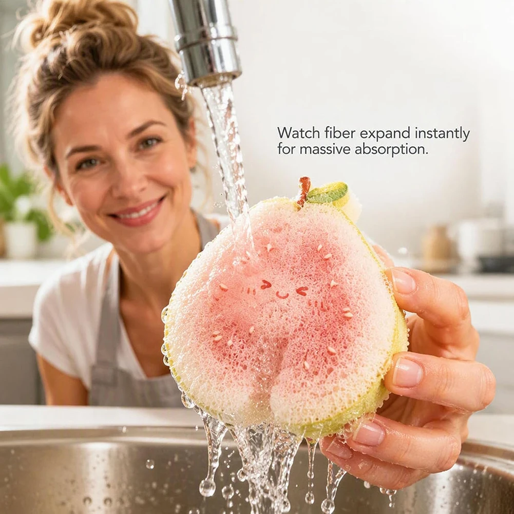 Fruit Series Wood Pulp Sponge Dishwasher Brush,Eco Friendly Kitchen Scrubber,Cellulose Sponge For Dishes,Home Cleaning Accessory
