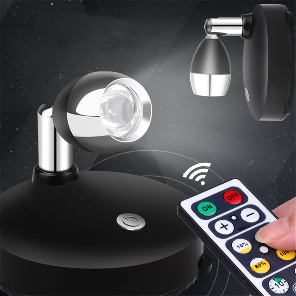 RGB or White Led Spotlight AA Battery Powered Home Decoration &Remote Controller Dimming Night Lamp for Painting,Picture Display