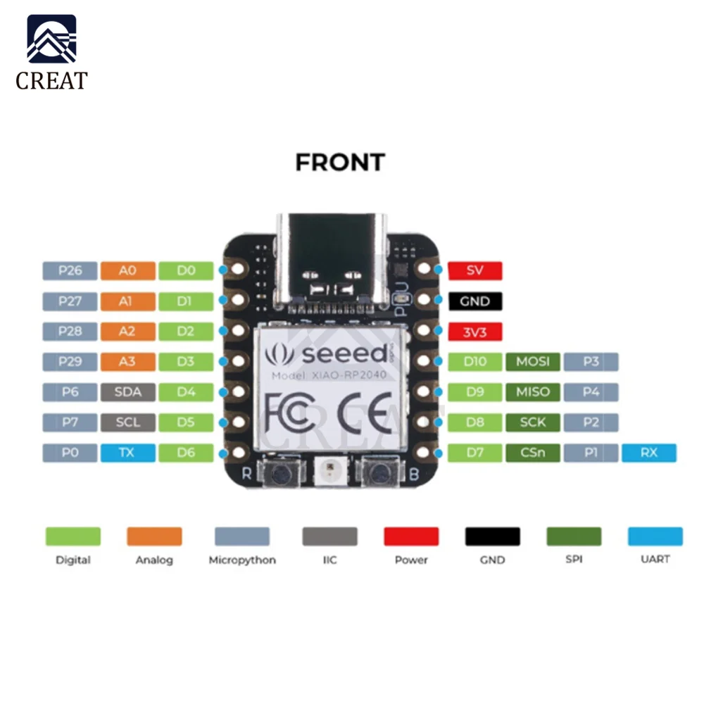 Макетная плата микроконтроллера Seeeduino XIAO 2040, двухъядерный процессор ARM Cortex M0 + для материнской платы Arduino Nano Rp2040