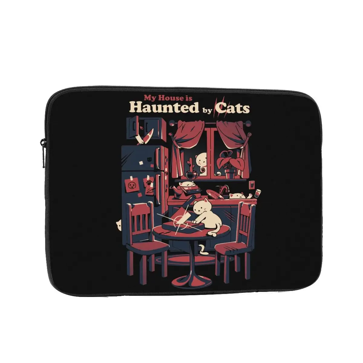 Laptop Sleeve Case Haunted Mansion Horror Halloween Spooky Scary  Notebook Bag Case Haunted By Cats Shockproof Case