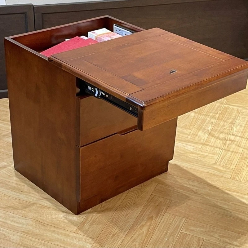 Solid wood Chinese simple hidden compartment bedside table card locker hidden household drawer