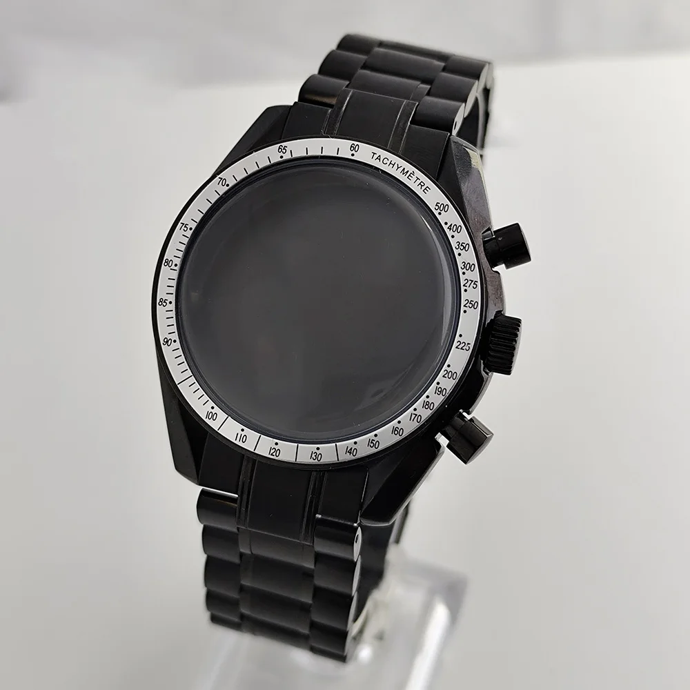 Cassa VK63 da uomo VK64case Cinturino in acciaio inossidabile da 20 mm Adatto per movimento VK63 VK64 Quadrante da 32,5 mm Cassa nera da 39,7 mm