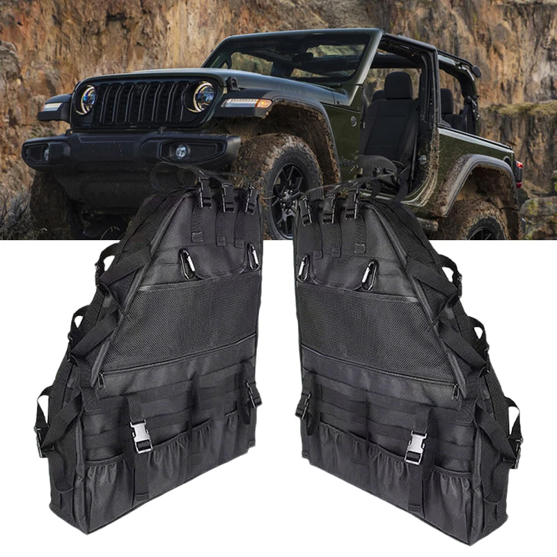 

Cargo Saddle Bag For Wrangler JK JKU JL 4-Door Roll Bar Storage Bag Cage Multi-Pockets Organizers For Tool Storage Bags