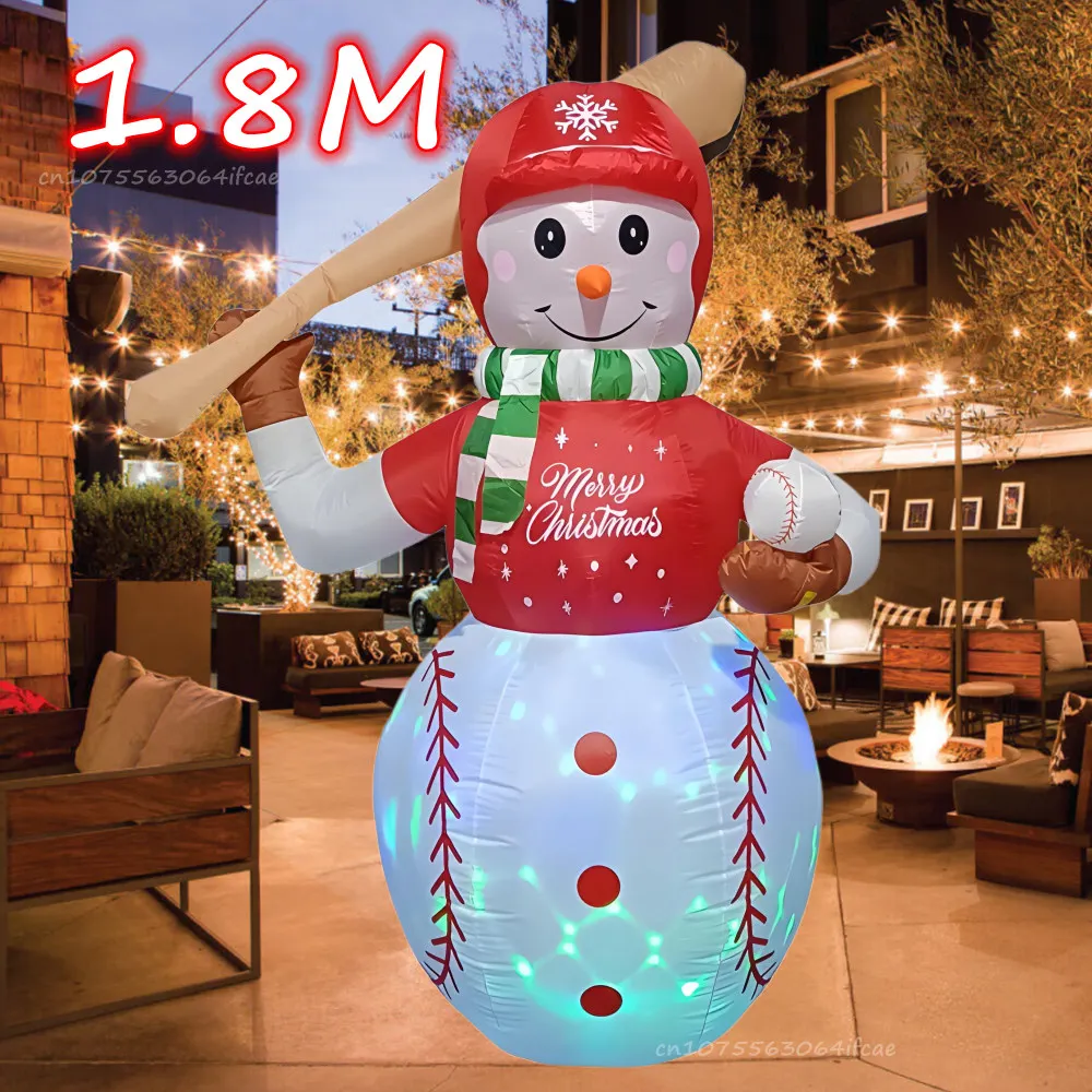 

1,8 м Рождественский надувной бейсбольный снеговик, встроенные светодиодные фонари, орнамент, рождественская вечеринка, новогодний сад, модель для внутреннего и наружного декора
