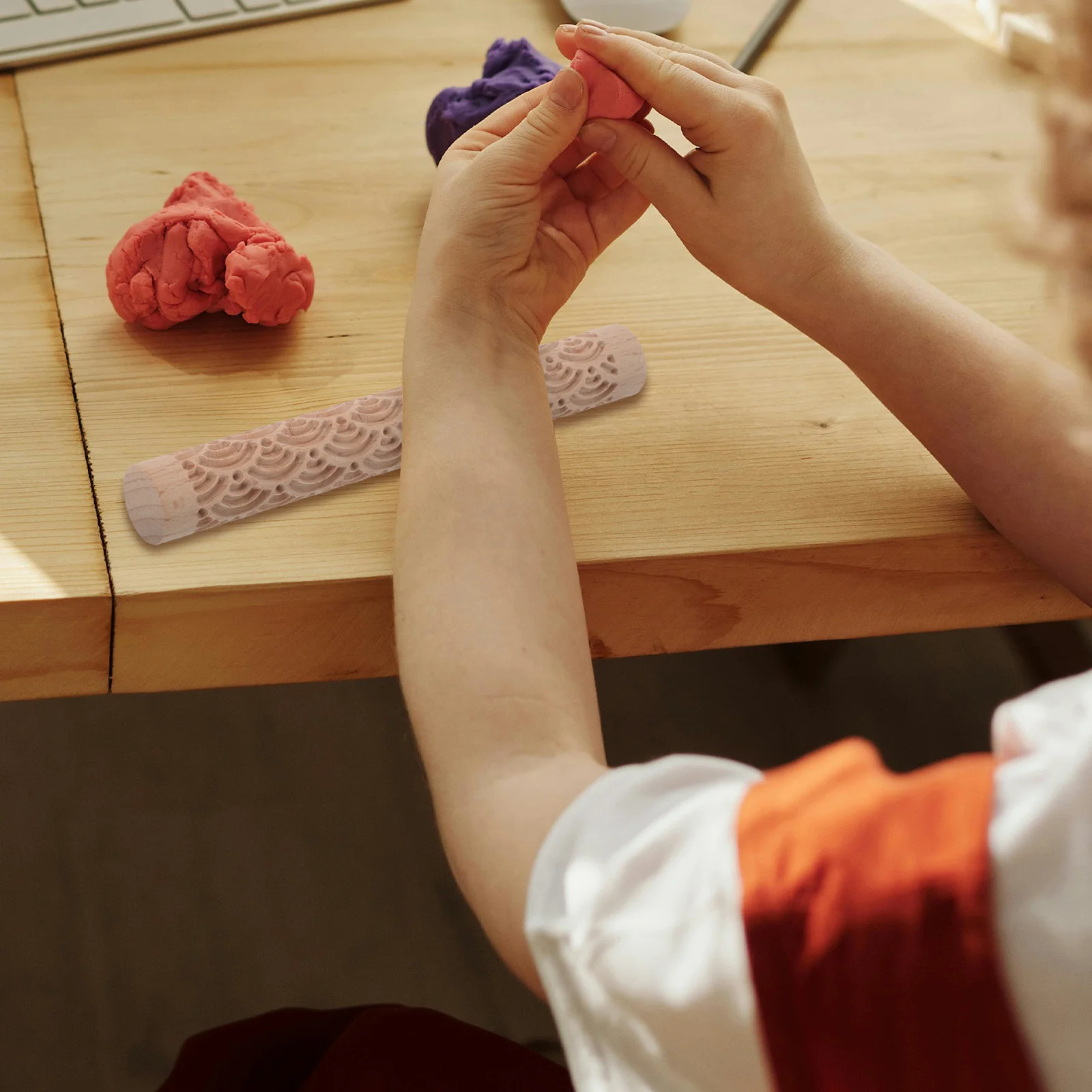 

Clay Mud Rolling Embossed Stick Ceramic Making Rod Hand Roller for Tablet Texture Child Wooden Clay Texture Roller Kitchen