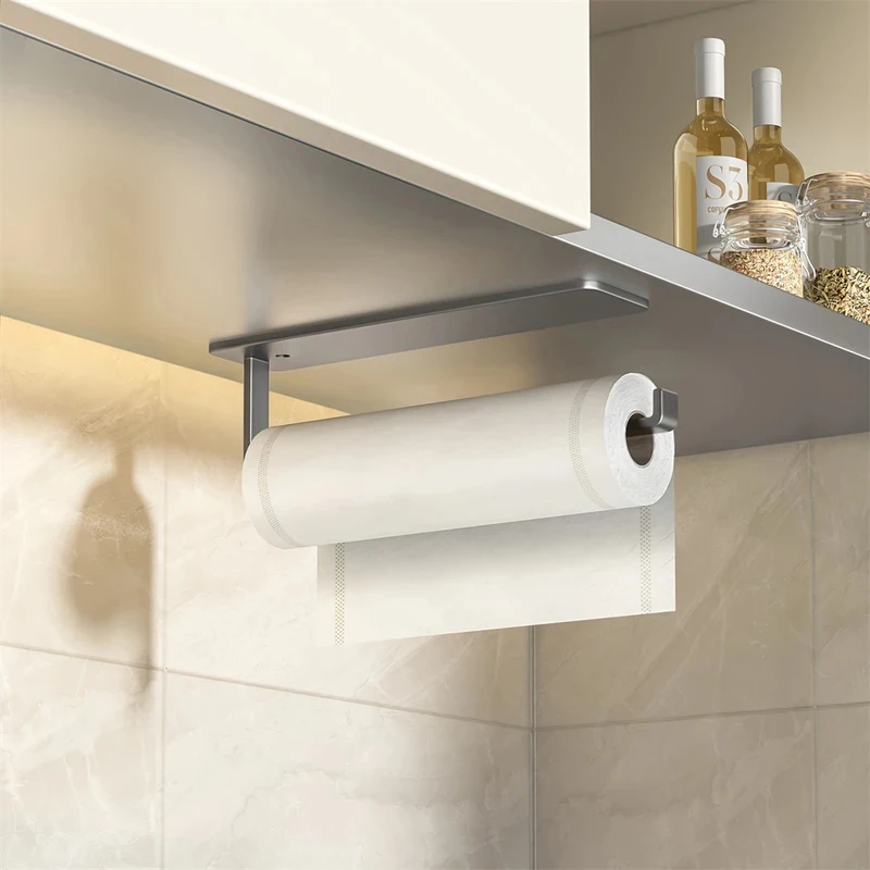aluminum-kitchen-paper-towel-holder-wall-mounted-no-drilling-cling-film-storage-rack-for-cabinet