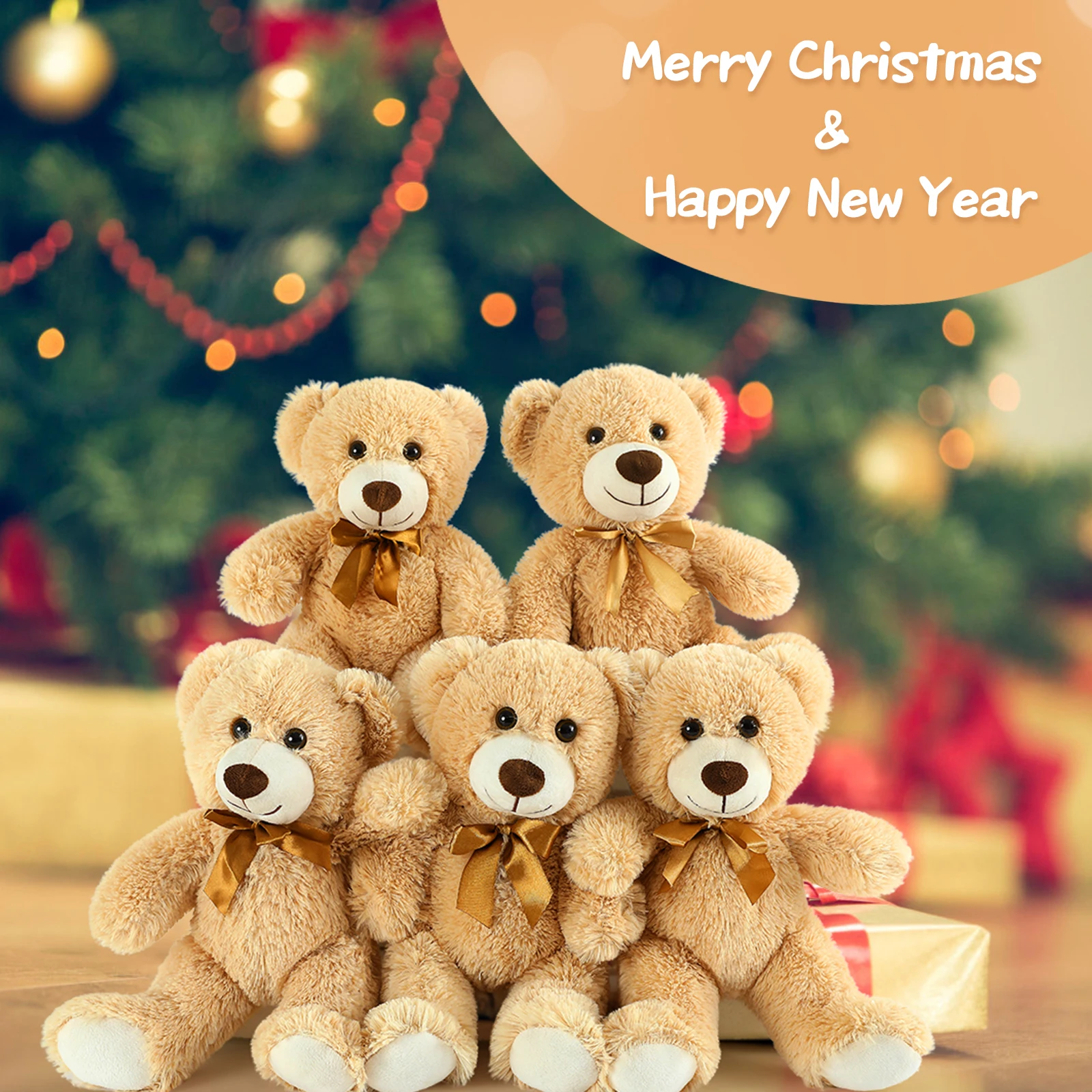 TF コージー ライトブラウンベア スナグルスクワッド - 5ピース（14インチ）ぬいぐるみセット。 温かみと懐かしさのための究極の快適コレクション