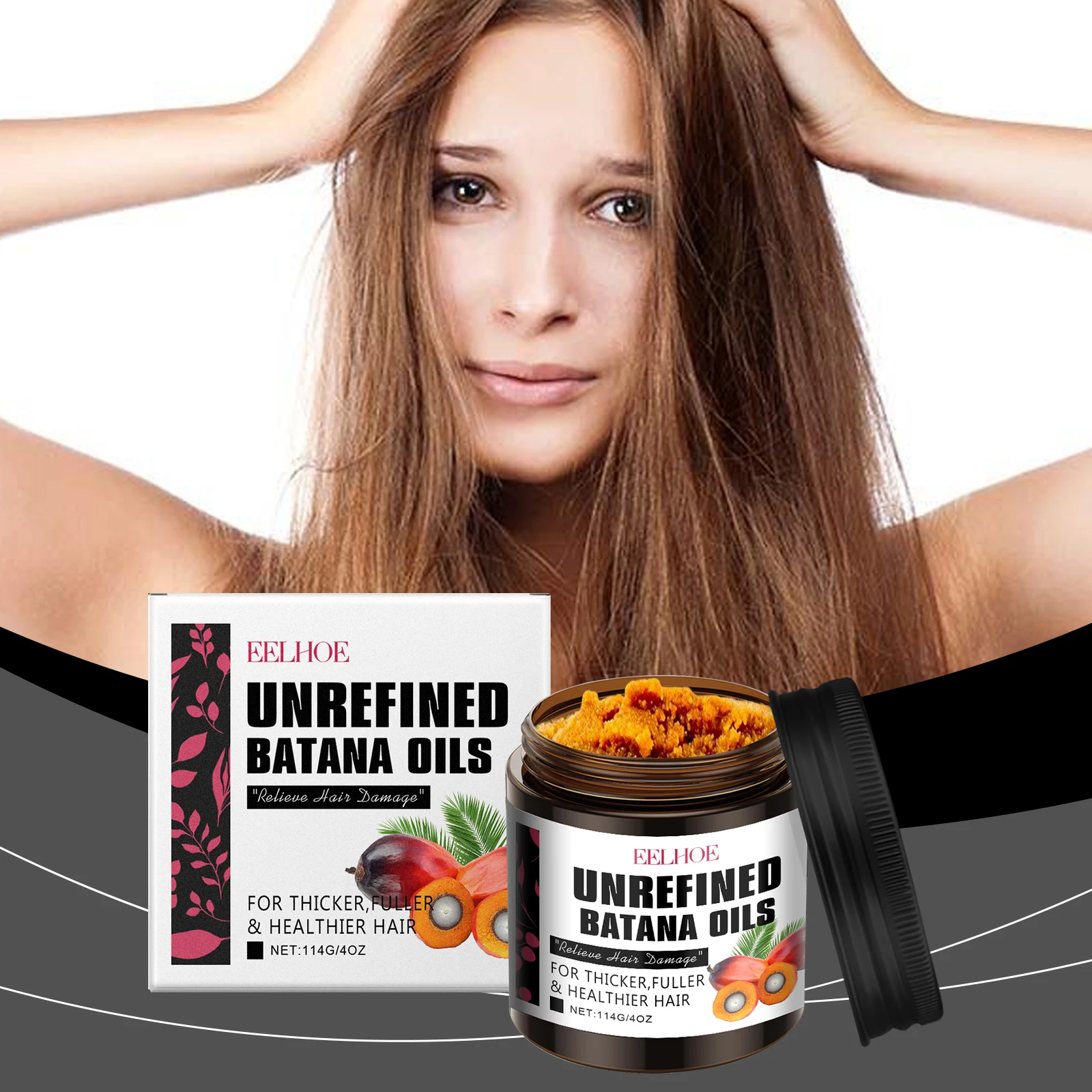 Unrefined Batana Oil Hair Mask, Deep Hydrating Nourishing Hair Treatment, Repair Damaged Hair, Thicker Fuller Healthier Hair Care