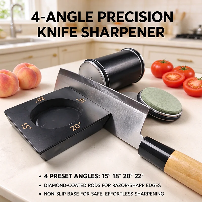 Rolling Knife Sharpener for Kitchen Knives, Multi-Angle Sharpening Kit with Adjustable 15 18 20 22 Degree Angle Settings