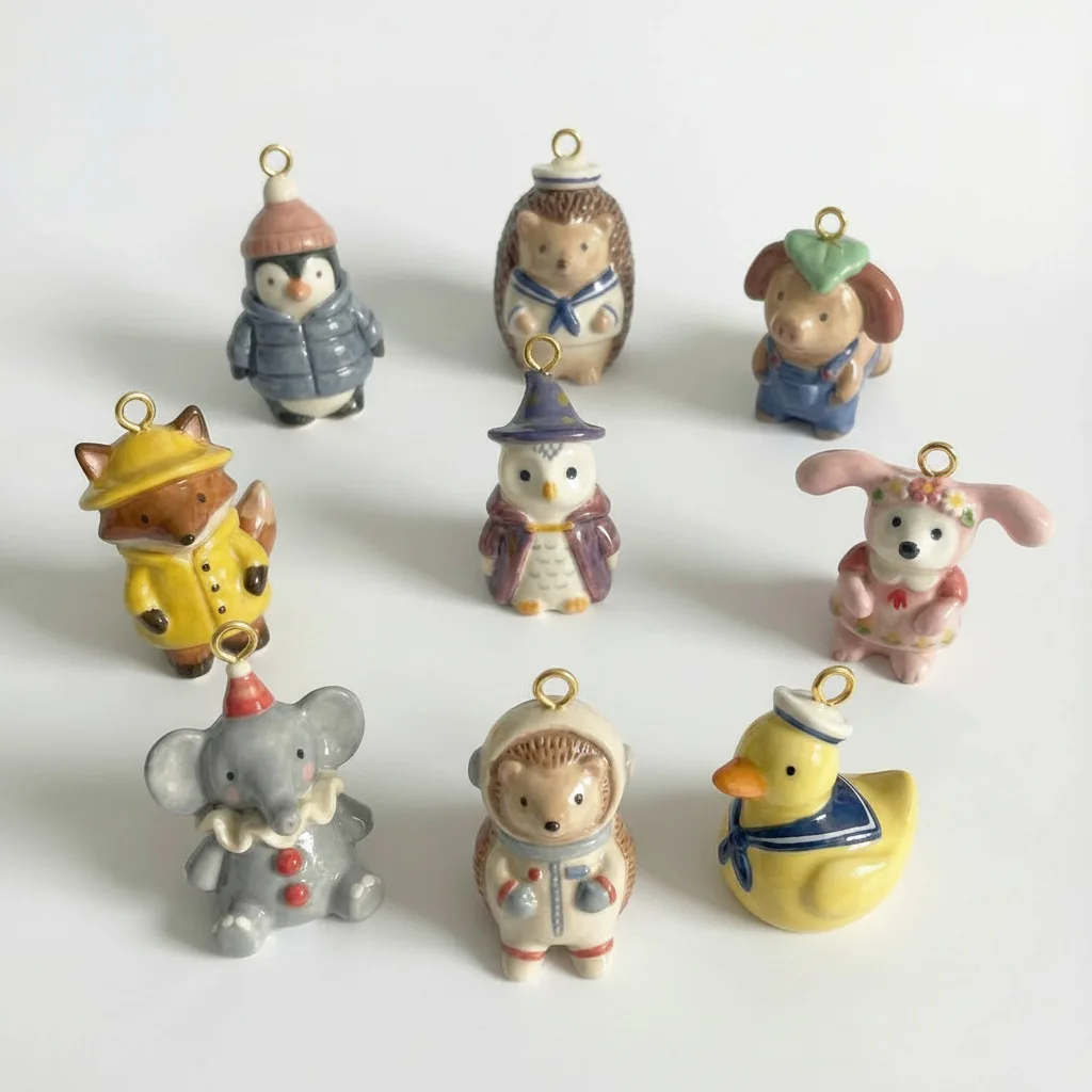 5Pcs Enamel Copper Charms Penguin Pig Dog Elephant Hedgehog Pendant for Jewelry Making DIY Earring Necklace Accessories