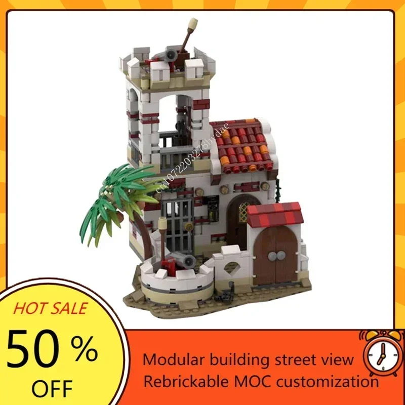 

837PCS Customized MOC Pirates Series Little brick fort Model Building Blocks Technology Bricks DIY Creative Assembly Kids Toys