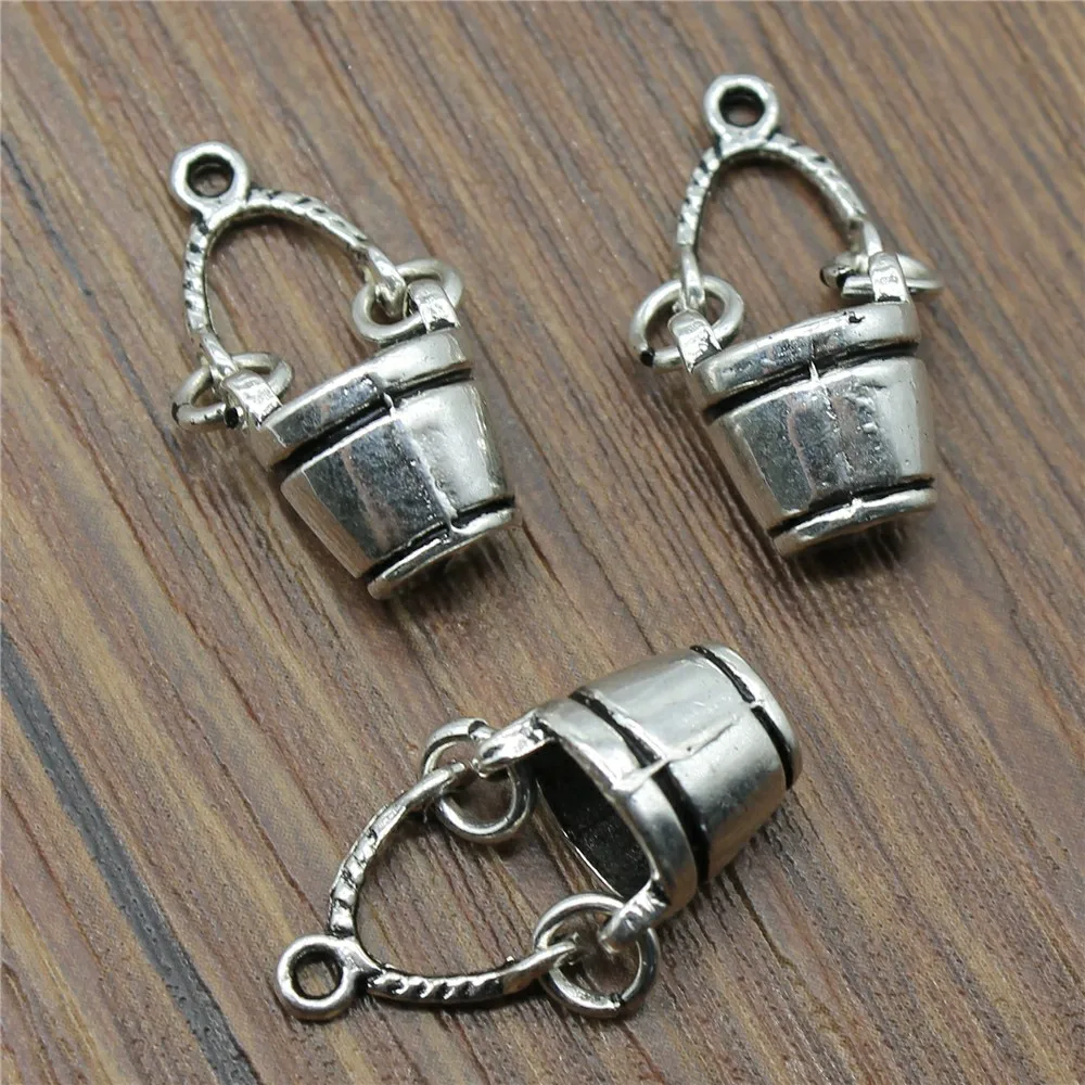 WYSIWYG 4pcs 25x11x8mm Movable 3D Buckets Charm Charms For Jewelry Making Movable 3D Buckets Charms Buckets