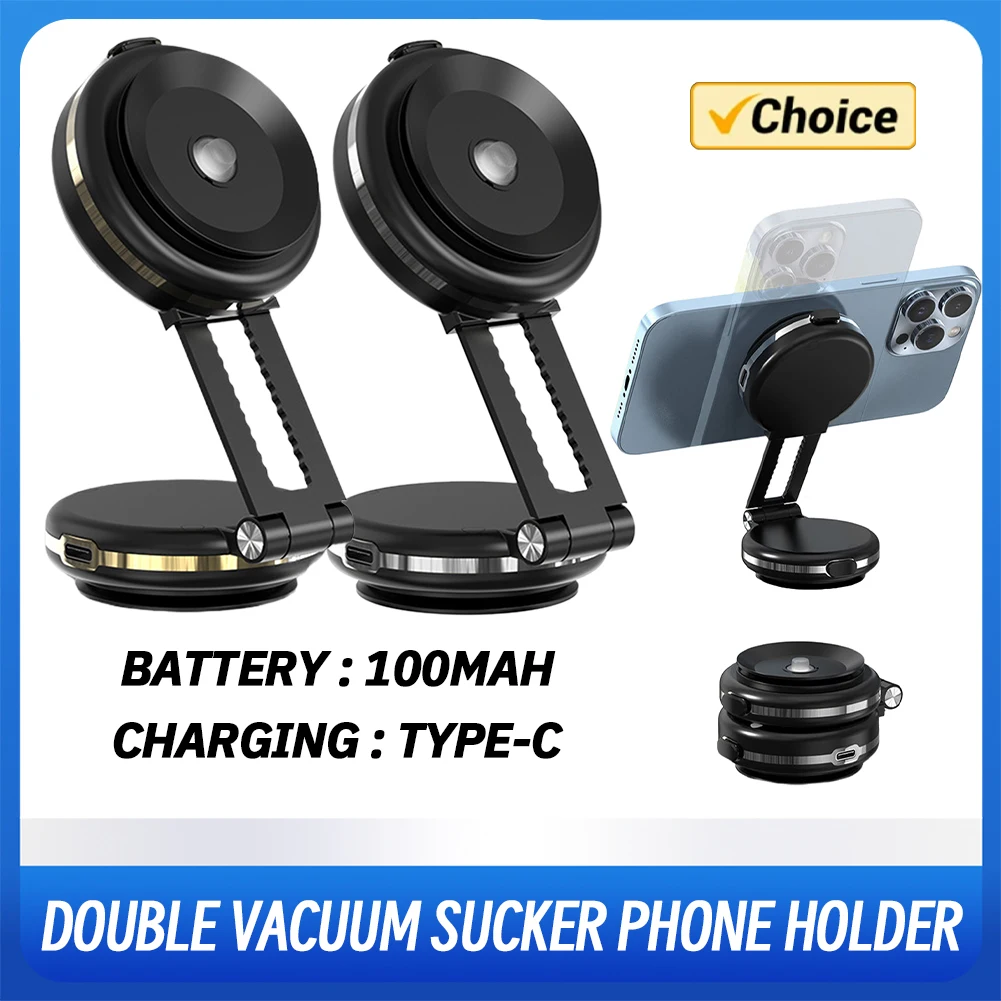 

Double Vacuum Sucker Car Universal Phone Holder Stand Foldable Universal Phone Same Screen Mounting Bracket for Magsafe iPhone