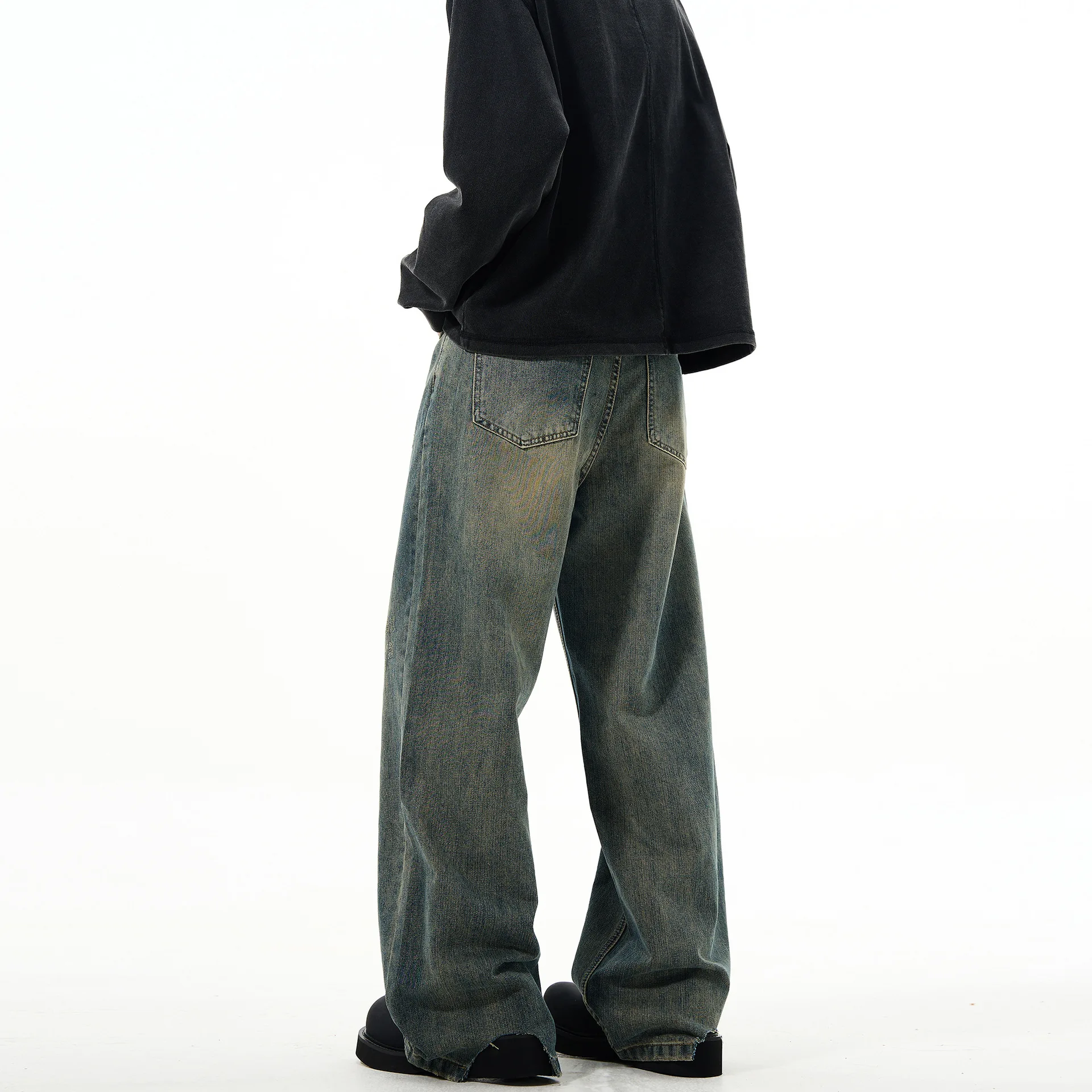 2025, amerikanische Sommer-High-End-Mode, lässig, gerade, weites Bein, Jeans für Herren, Retro, vielseitig, lockere Hosen