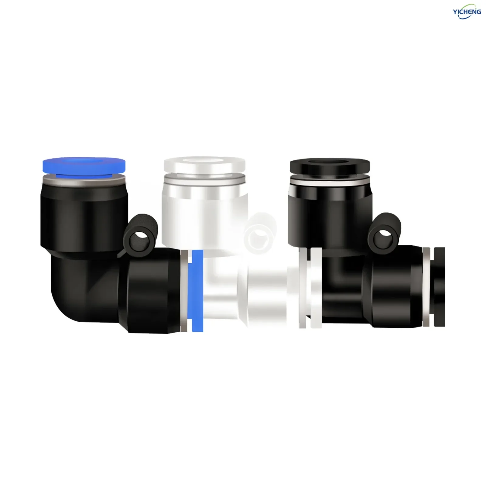 ขั้วต่อท่อ PNEUMATIC ข้องอ 90 °   2 วิธี 10 มม. - 10 มม. หลอด OD กดเพื่อเชื่อมต่อท่อ Quick Fittings Push Lock (แพ็ค 30)