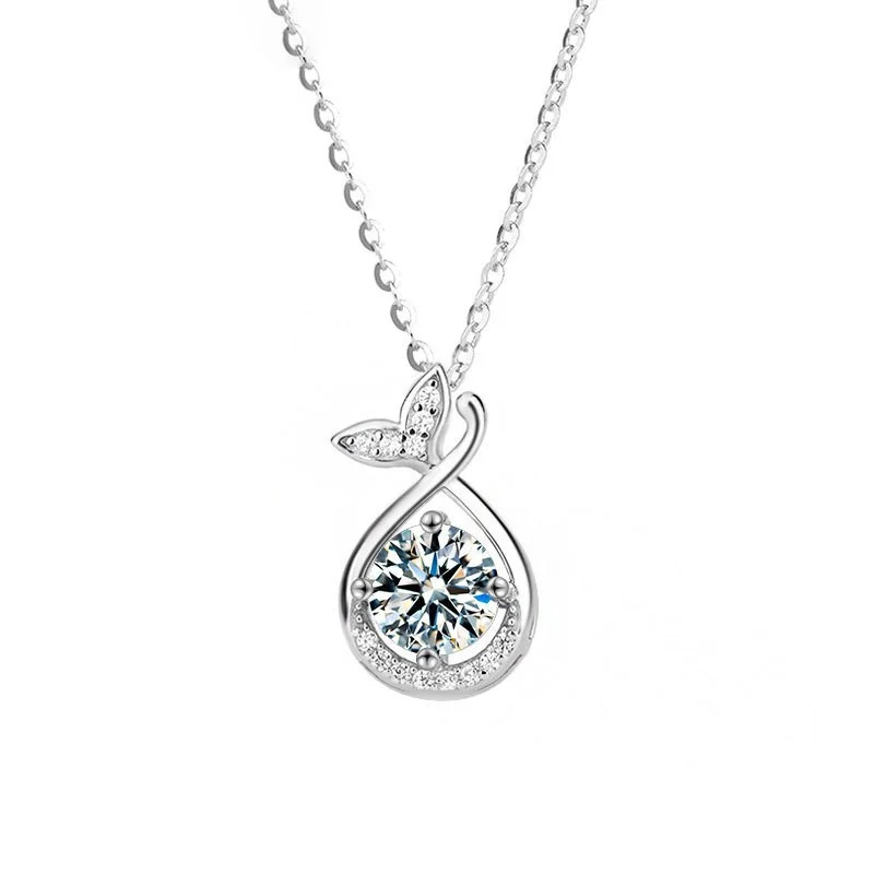 

ZFSILVER Fashion Luxury Classic Fine s925 Silver Moissanite Design Tail Necklace For Charm Women Accessories Jewelry Gift XMZ083