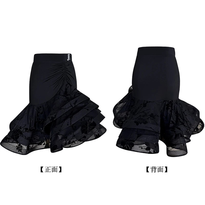 Spódnica do tańca latynoamerykańskiego, odzież treningowa, koronkowa spódnica z fiszbinami, kostium do samby, cha-chy, salsy, strój do ćwiczeń cha-chy, odzież treningowa DQL12162