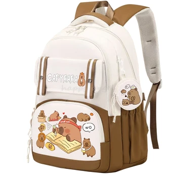 귀여운 Capybara 배낭 Mochilas 십대를위한 미적 배낭 캔버스 노트북 배낭 학교 학생 Kawaii 가방 최고의 선물
