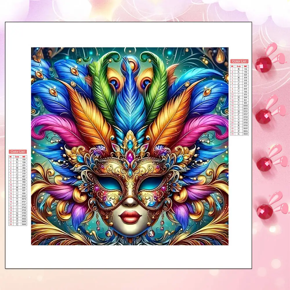 HUACAN 5D Diamant Malerei Frauen Porträt Maske Volle Runde Diamant Mosaik DIY Hobby Hause Wand Dekoration